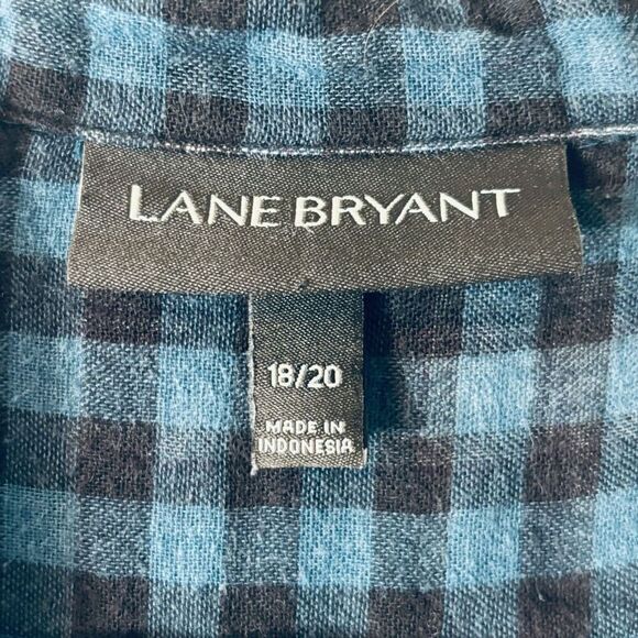 Lane Bryant 18/20 plaid double cloth button front shirt blouse roll tab long sle - Picture 8 of 11